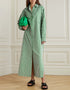 Designer Party Wear Maxi Dress Green Rayon Blend Maxi Dress Front View