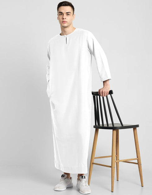 White Thobes Cotton Blend Plain Solid Work