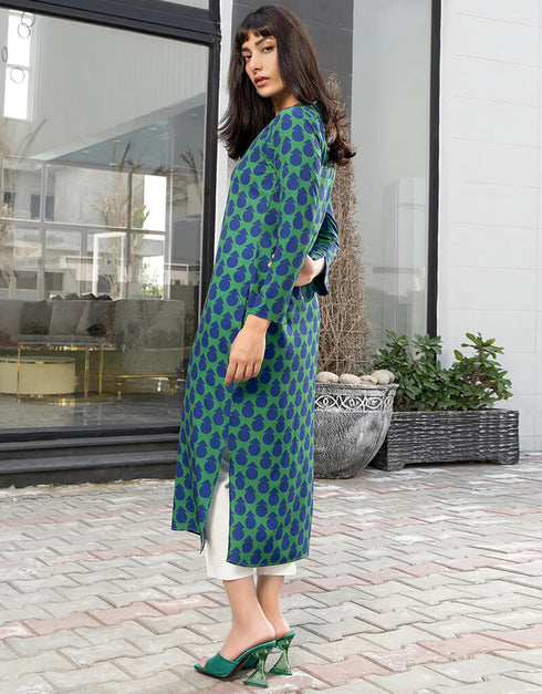 Forest Green Kurti Top Style Back View