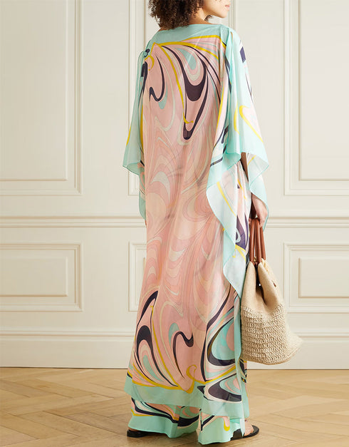 Trendy Designer Party Wear Kaftan Style Coord Sets Sweet Pink Soft Cotton Suit Close-up View