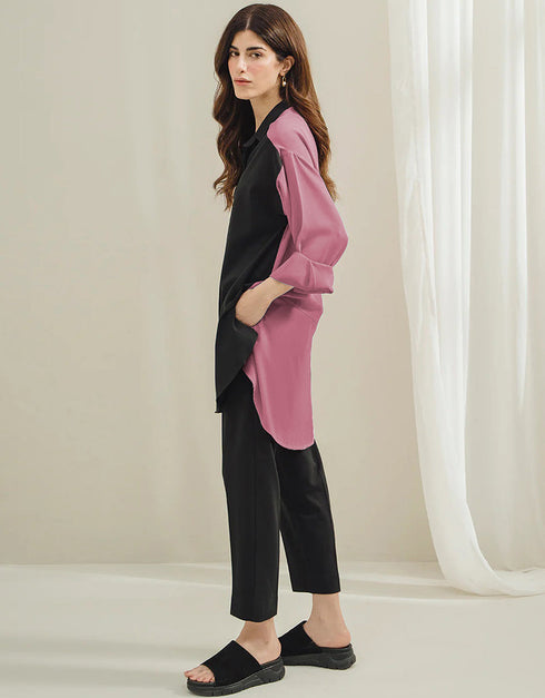 Salmon Korean Bsy Pant Shirt Back View