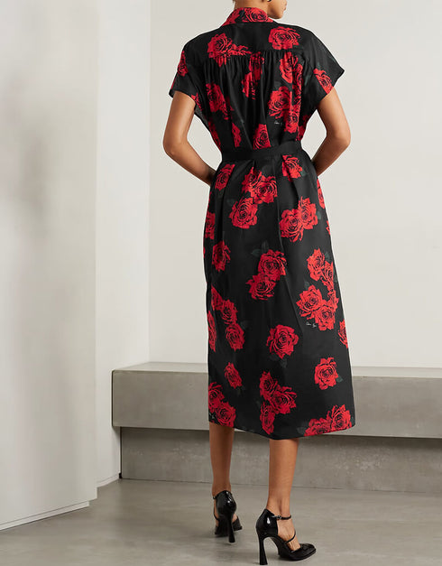 Black Latest Printed Maxi Dress Back View