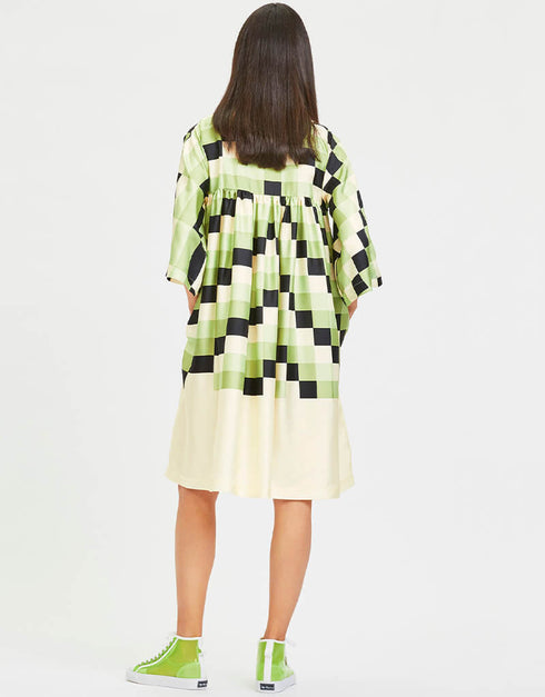 Green Poly Rayon Cotton Kaftan Back View