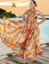 Carrot Orange Heavy Designer Heavy Fency Maxi Dress Back View