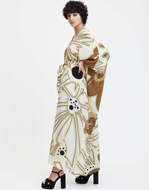 Beige French Moss Kaftan Back View