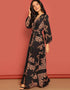 Red Latest Printed Maxi Dress Back View