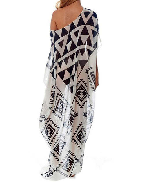 Black And White Fancy Georgette Kaftan Back View