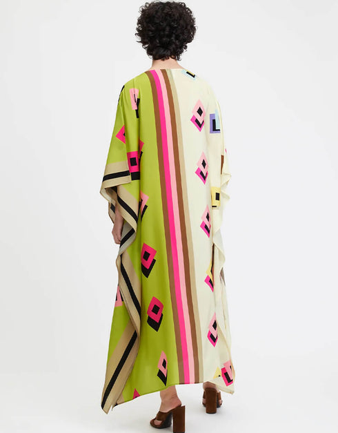 Beige French Moss Kaftan Back View