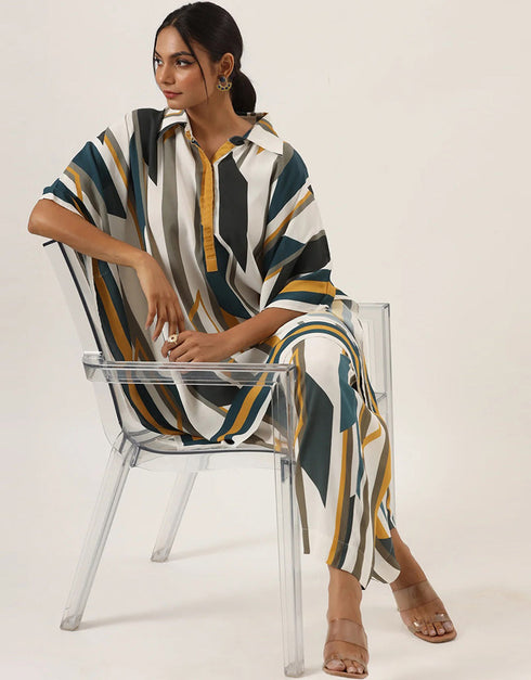 Trendy Designer Party Wear Kaftan Collar Style Multi Color Korean Bsy Suit Close-up View