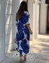 Designer Party Wear Maxi Dress Blue Korean Bsy Maxi Dress Close-up View