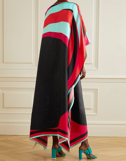 Black And Red Soft Satin Silk Kaftan designer kaftan