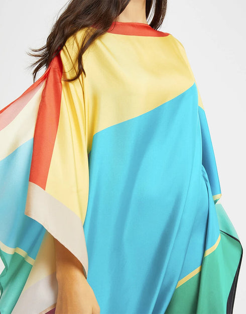 Sky Blue Latest Soft Silk Crepe Kaftan Back View