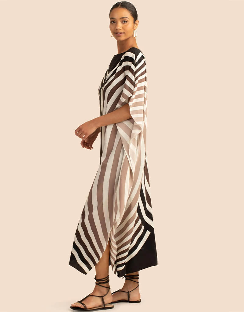 Peach Fancy Soft Satin Silk Kaftan
