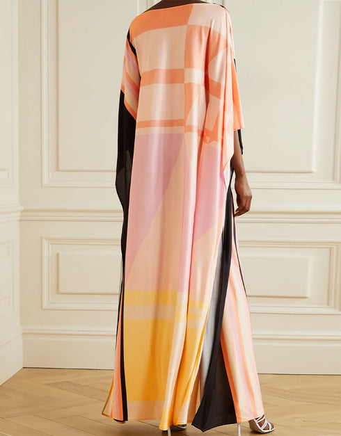 Peach Soft Satin Silk Kaftan designer kaftan