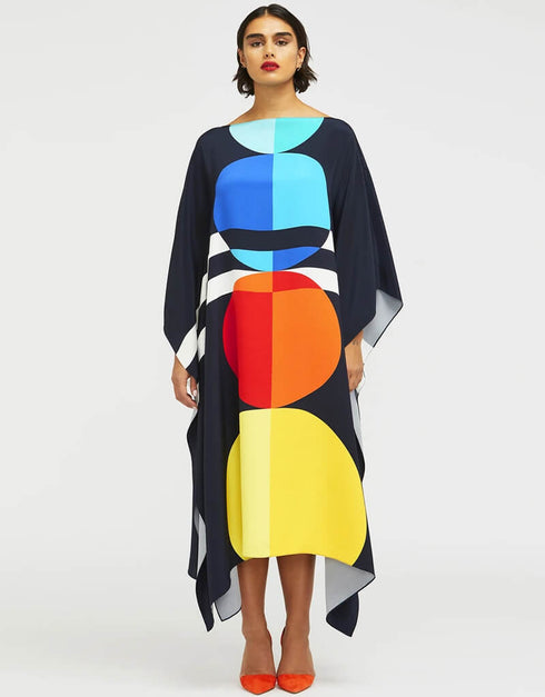 Black Latest Soft Silk Crepe Kaftan Back View