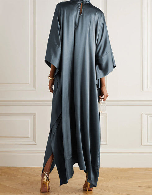 Davy Grey Heavy Designer Heavy Fency Maxi Dress Closure View
