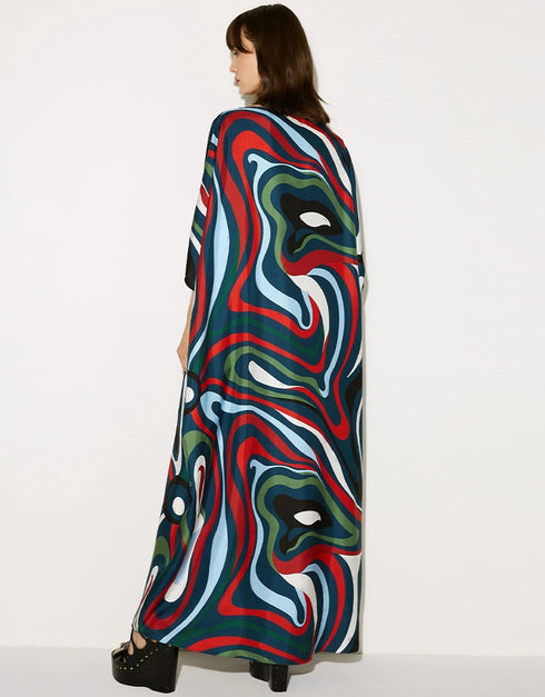 Black Silk Crepe Kaftan Back View