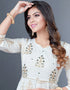 Off White Heavy Designer Heavy 14 Kg Reyon Kurti Gown With Duppata Back View
