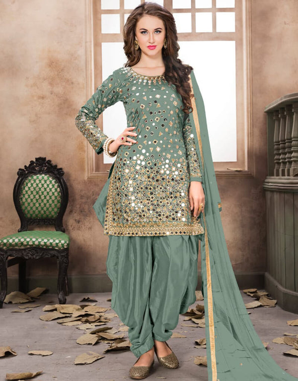 Pastel Tafeta Silk Patiyala Suit