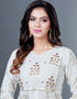 Off White Heavy Designer Heavy 14 Kg Reyon Kurti Gown With Duppata Back View