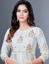Off White Heavy Designer Heavy 14 Kg Reyon Kurti Gown With Duppata Back View