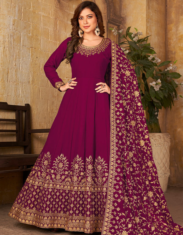 Maroon Faux Georgette Anarkali Anarkali