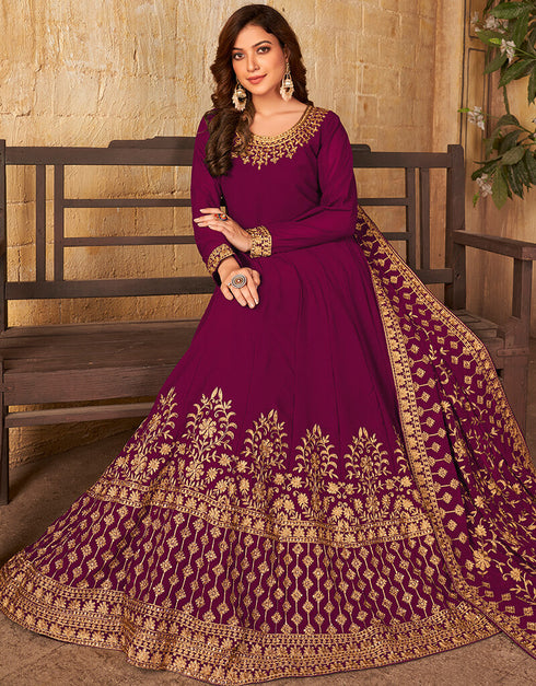 Maroon Faux Georgette Anarkali Anarkali Closure View