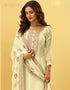 Light Yellow Pant style Suit Georgette Salwar Kameez in Embroidery, Stone & Lace Work Closure View Embroidery