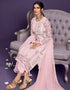 Baby Pink Pant style Straight Georgette Salwar Kameez in Embroidery, Sequins & Lace Work Closure View