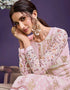 Baby Pink Pant style Straight Georgette Salwar Kameez in Embroidery, Sequins & Lace Work Closure View Embroidery