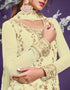 Lemon Yellow Pant style Straight Georgette Salwar Kameez in Embroidery, Sequins & Lace Work Closure View