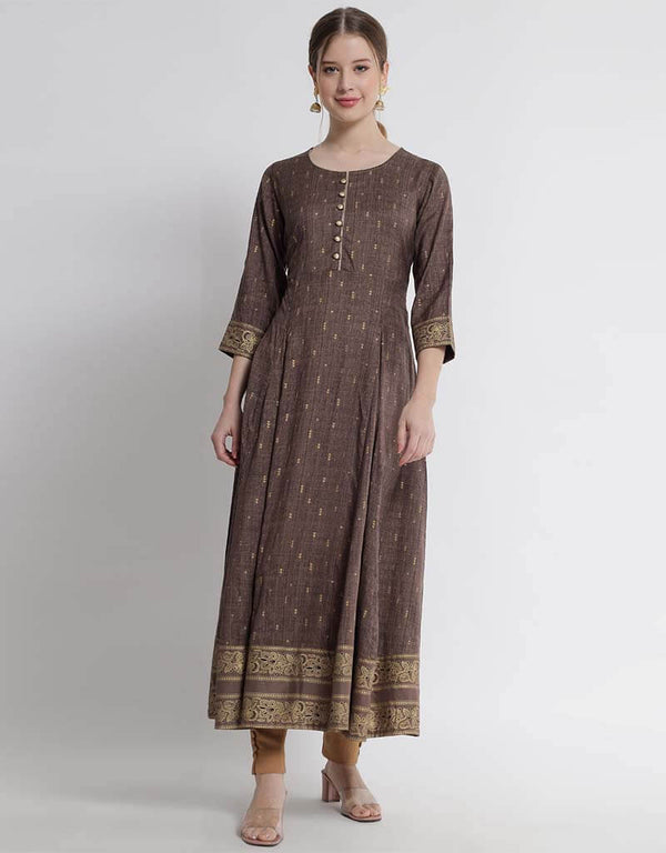 Brown Viscose Rayon Anarkali Anarkali