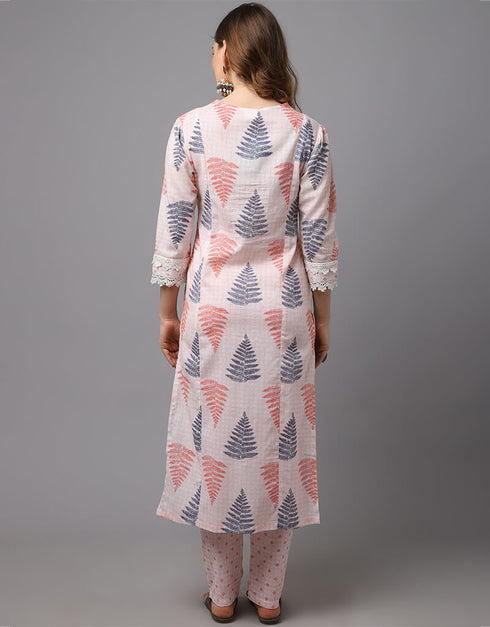 Light Orange Pure Cotton Salwar Suit Pant Closure View