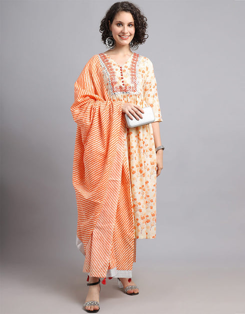 Orange Cotton Blend Salwar Suit Pant