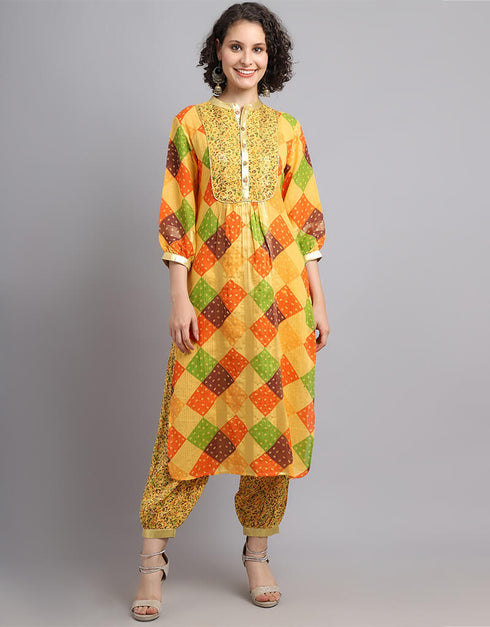 Mustard Cotton Blend Salwar Suit Pant