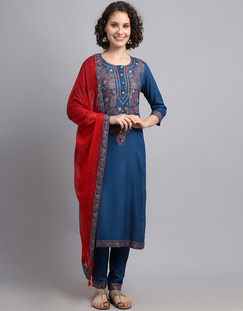 Teal Viscose Rayon Salwar Suit Pant