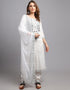 White Viscose Rayon Salwar Suit Chudidar
