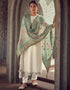 White Pant style Suit Pure Maslin Jacquard Salwar Kameez in Digital Print, Embroidery & Lace Work