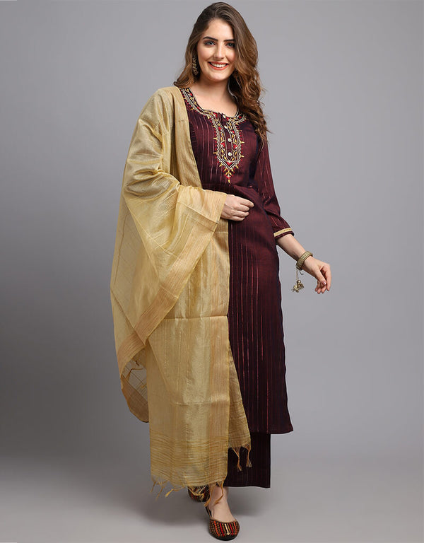 Maroon Viscose Rayon Salwar Suit Pant