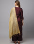 Maroon Viscose Rayon Salwar Suit Pant Closure View