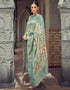 Light Blue Pant style Suit Pure Maslin Jacquard Salwar Kameez in Digital Print, Embroidery & Lace Work Closure View