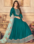 Rama Anarkali style Anarkali Semi-Stitched Suits Salwar Kameez in Embroidery, Print & Lace Work Closure View