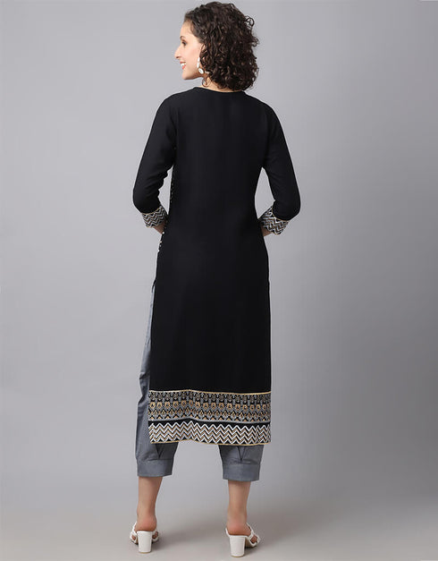 Black Viscose Rayon Salwar Suit Pant Closure View