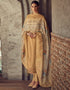 Mustard Yellow Pant style Suit Pure Maslin Jacquard Salwar Kameez in Digital Print, Embroidery & Lace Work