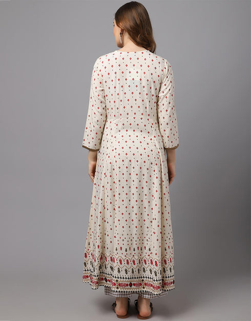 Cream Viscose Rayon Salwar Suit Palazzo Closure View