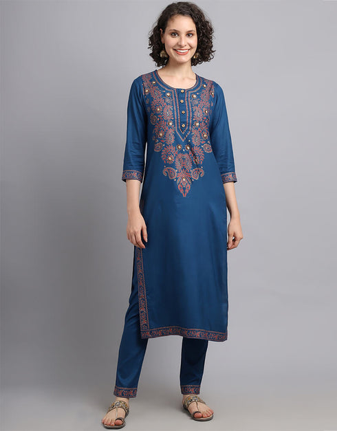 Teal Viscose Rayon Salwar Suit Pant