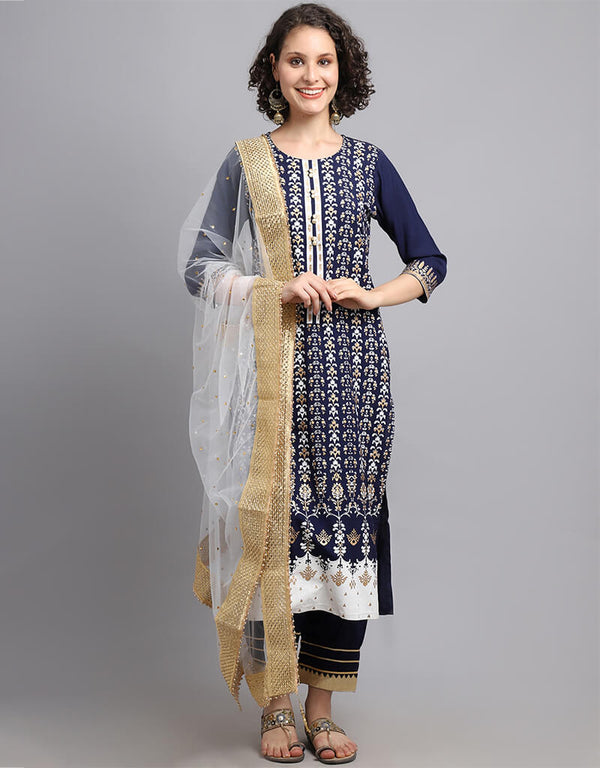 Navy Blue Viscose Rayon Salwar Suit Pant