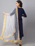 Navy Blue Viscose Rayon Salwar Suit Pant Closure View