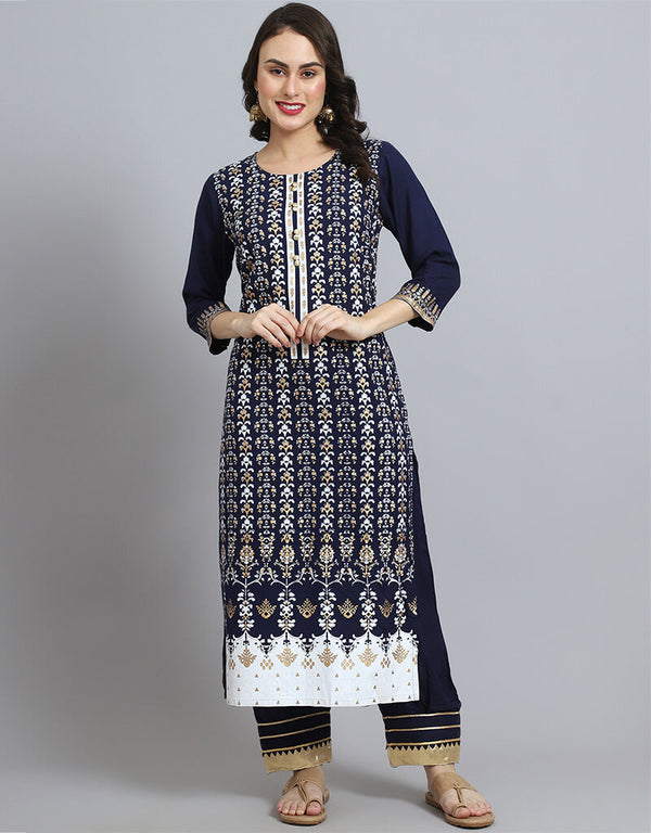 Navy Blue Viscose Rayon Salwar Suit Pant