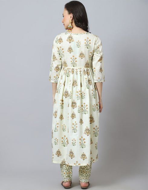 Lime Yellow Cotton Blend Salwar Suit Pant Closure View